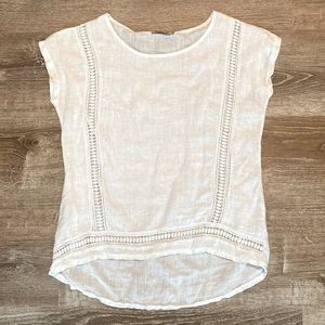 Alessia Pacini White Linen Embroidered Shirt Size Small